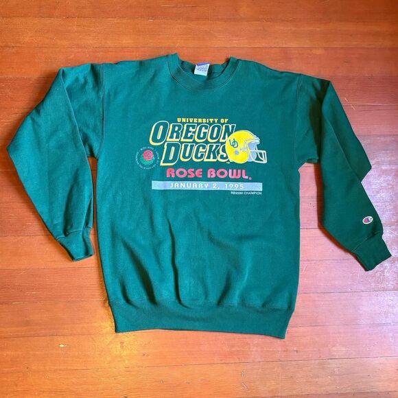 Green Oregon Ducks 1995 Rose Bowl Crewneck Sweatshirt Size M Champion - Picture 2 of 8